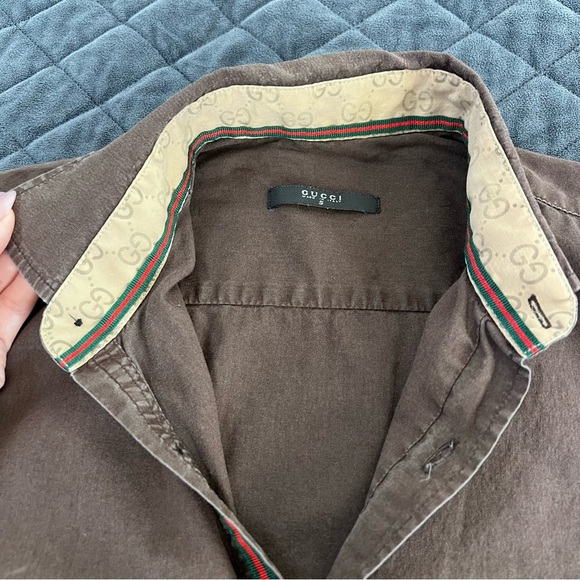 Gucci Shirt Men’s Small Vintage Brown Button Up Short Sleeve B17 - Picture 7 of 11